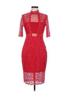 Express Red Lace Midi Dress
